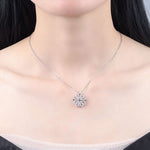 Silver Heart Clover Pendant Necklace - Necklaces