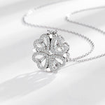 Silver Heart Clover Pendant Necklace - Necklaces