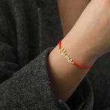 Silver "Mama" Cord Bracelet – Adjustable Black String - Bracelets