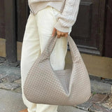 Soft Woven Shoulder Bag – Minimalist Hobo Design with Timeless Appeal - Women's Handbags