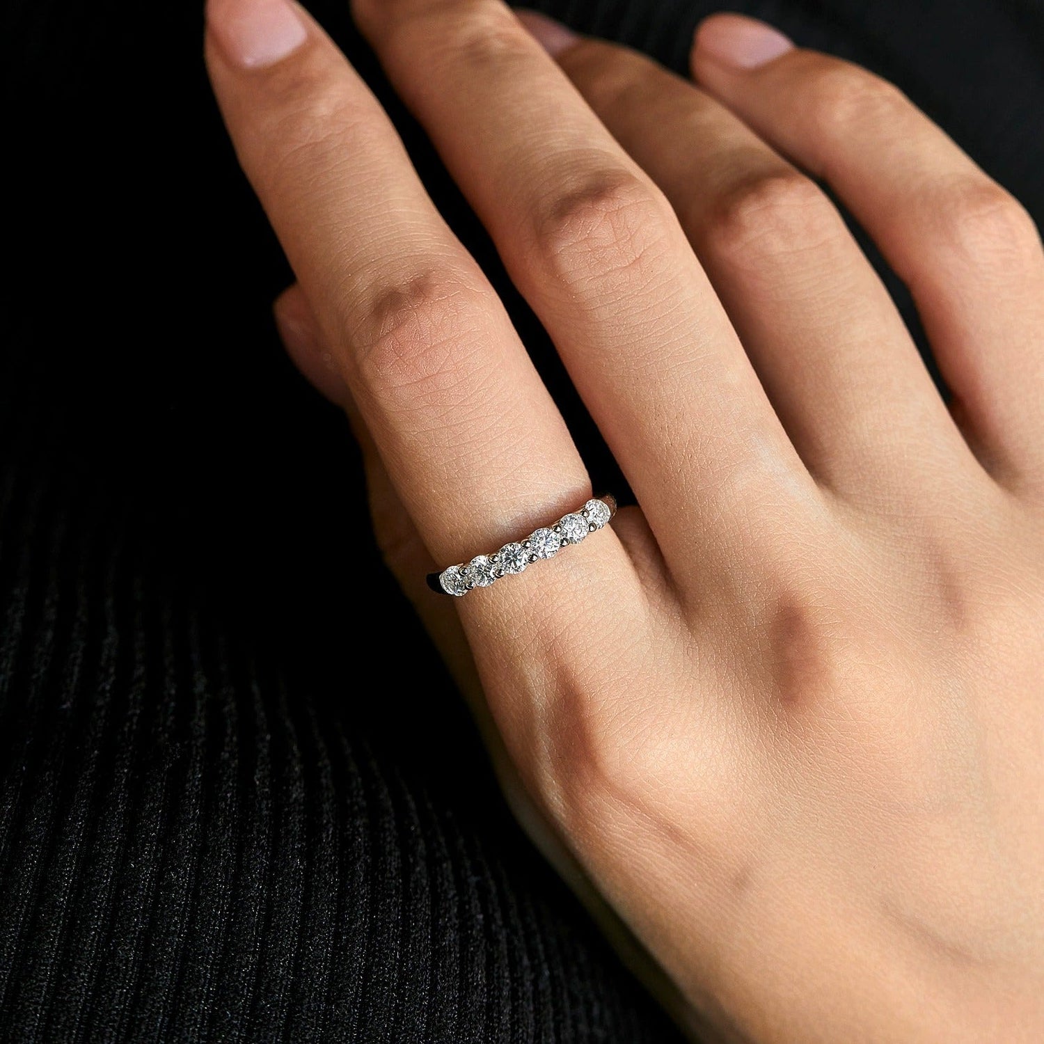 Sparkling Crystal Silver Eternity Ring - Ring