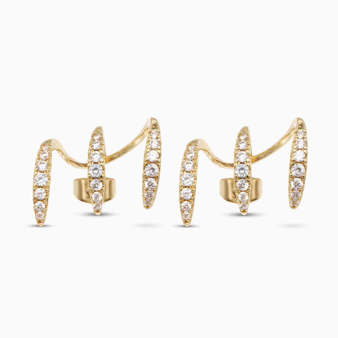 Spiral Climber Earrings with Pavé Crystal Accents - Earrings