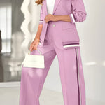 Sporty Tailored Blazer & Wide - Leg Trouser Co - ord Set - Women's Outfit Set