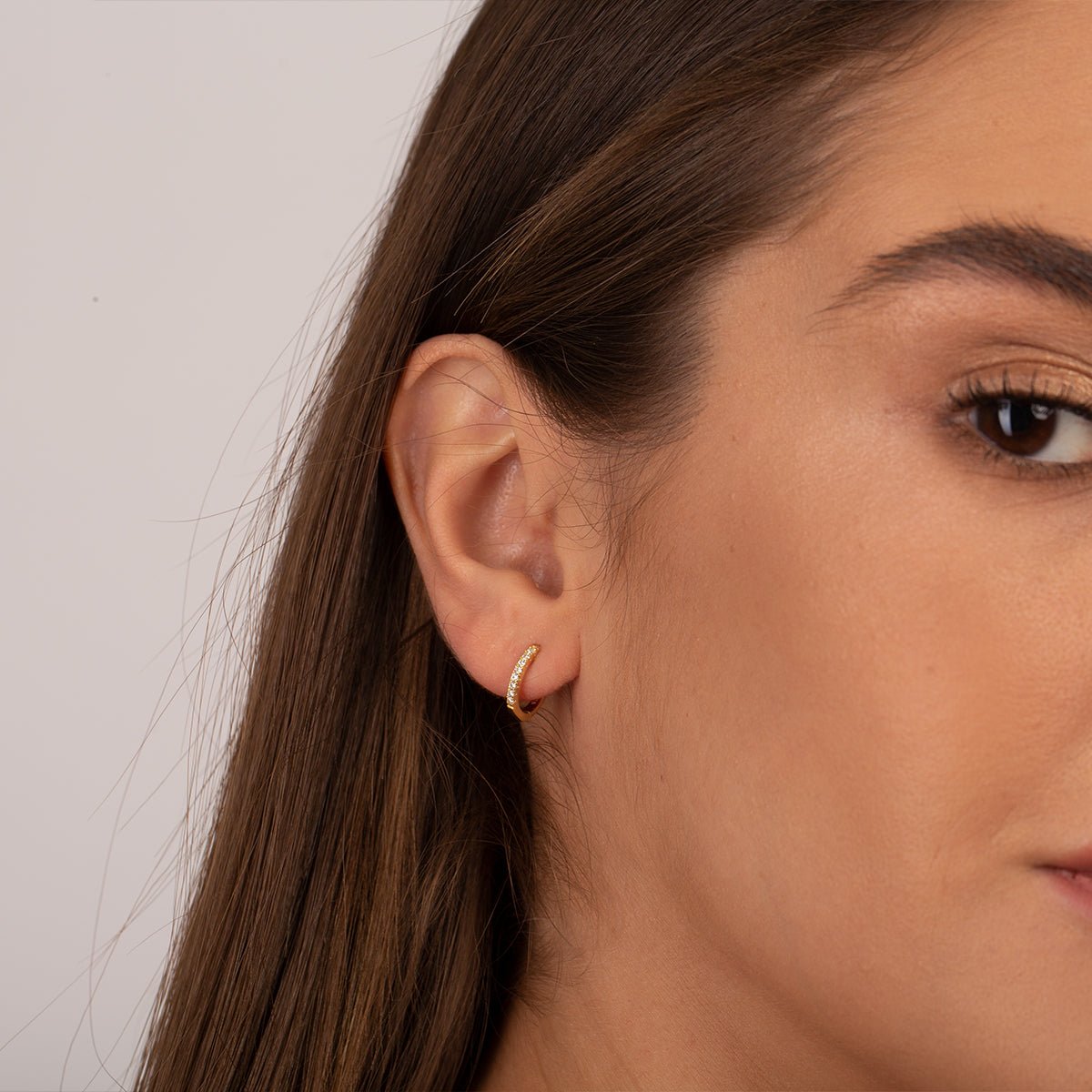 Sterling Shine Pavé Huggie Hoop Earrings - Earrings