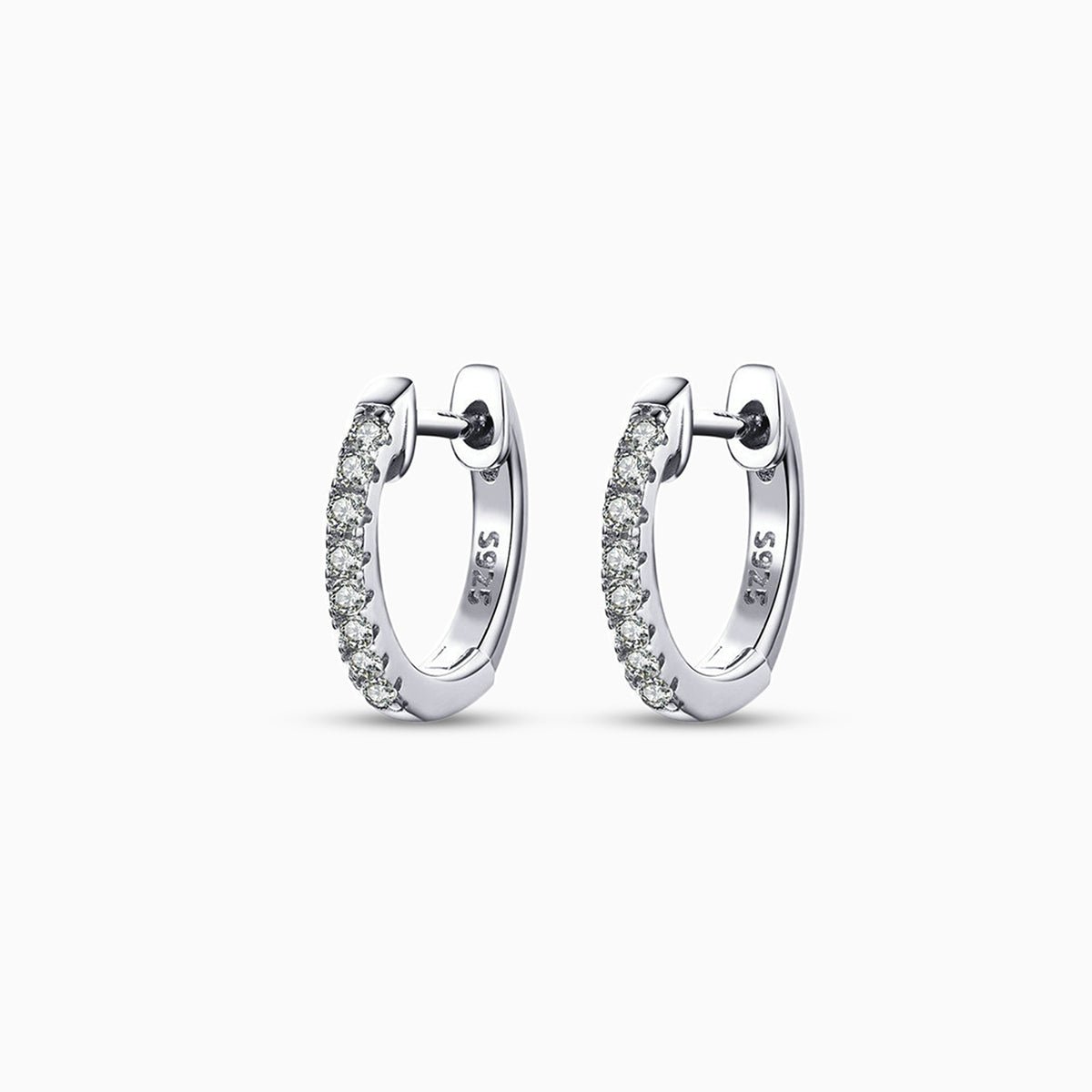 Sterling Shine Pavé Huggie Hoop Earrings - Earrings
