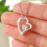 Sterling Silver Heart Necklace with Crystal Center – Elegant Pendant - Necklaces