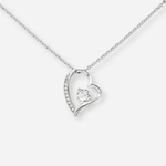Sterling Silver Heart Necklace with Crystal Center – Elegant Pendant - Necklaces
