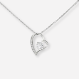 Sterling Silver Heart Necklace with Crystal Center – Elegant Pendant - Necklaces