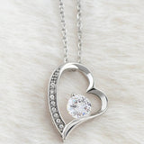 Sterling Silver Heart Necklace with Crystal Center – Elegant Pendant - Necklaces