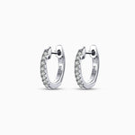 Sterling Silver Pavé Huggie Hoop Earrings - Earrings