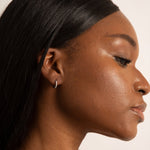 Sterling Silver Pavé Huggie Hoop Earrings - Earrings