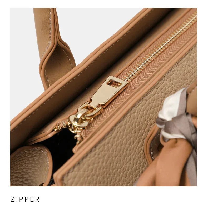 Structured Top Handle Bag with Removable Scarf - Women's Handbags