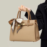 Structured Top Handle Bag with Removable Scarf - Women's Handbags