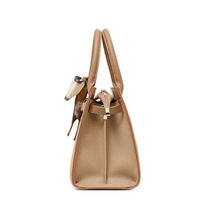 Structured Top Handle Bag with Removable Scarf - Women's Handbags