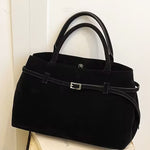 Suede Top Handle Bag with Soft Structure – Understated Elegance - Women's Handbags