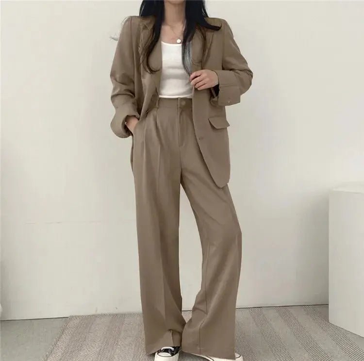 Tailored Blazer and High - Waisted Trouser Set - Sophisticated and Comfortable - Women's Outfit Set