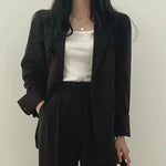 Tailored Blazer and High - Waisted Trouser Set - Sophisticated and Comfortable - Women's Outfit Set