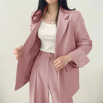 Tailored Blazer and High - Waisted Trouser Set - Sophisticated and Comfortable - Women's Outfit Set
