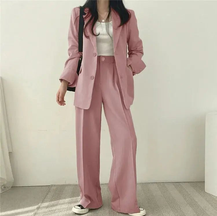 Tailored Blazer and High - Waisted Trouser Set - Sophisticated and Comfortable - Women's Outfit Set