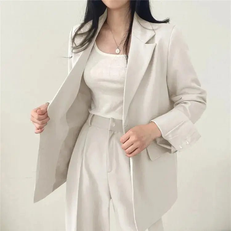Tailored Blazer and High - Waisted Trouser Set - Sophisticated and Comfortable - Women's Outfit Set