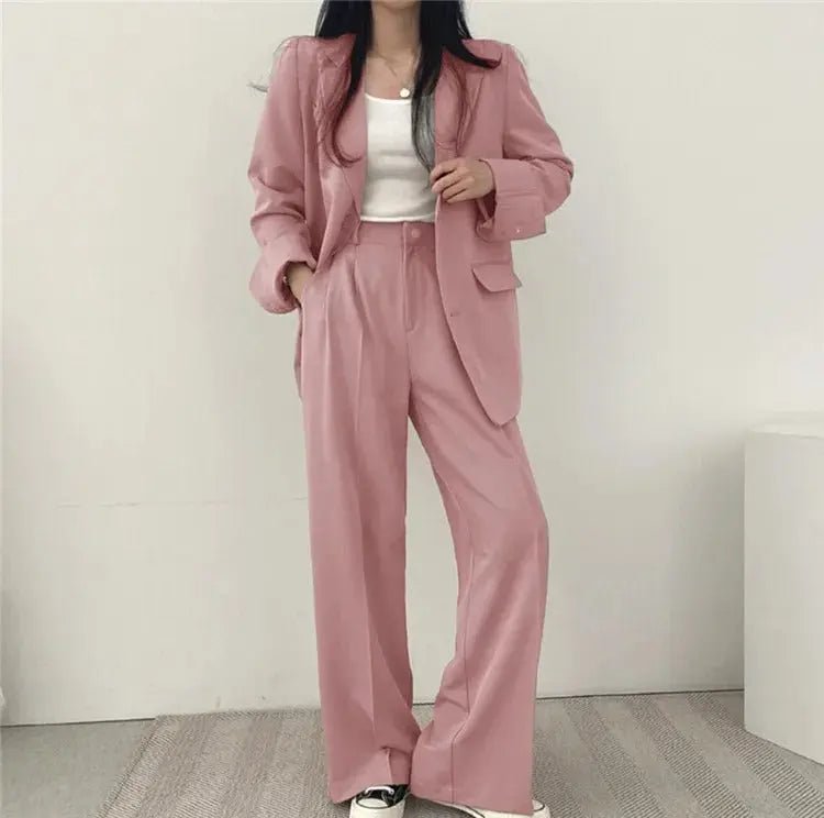 Tailored Blazer and High - Waisted Trouser Set - Sophisticated and Comfortable - Women's Outfit Set