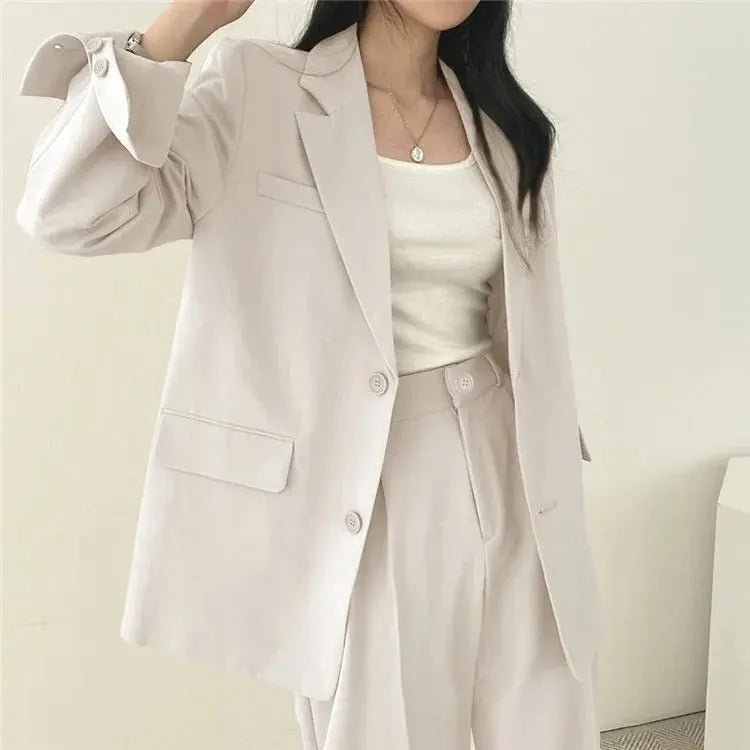 Tailored Blazer and High - Waisted Trouser Set - Sophisticated and Comfortable - Women's Outfit Set