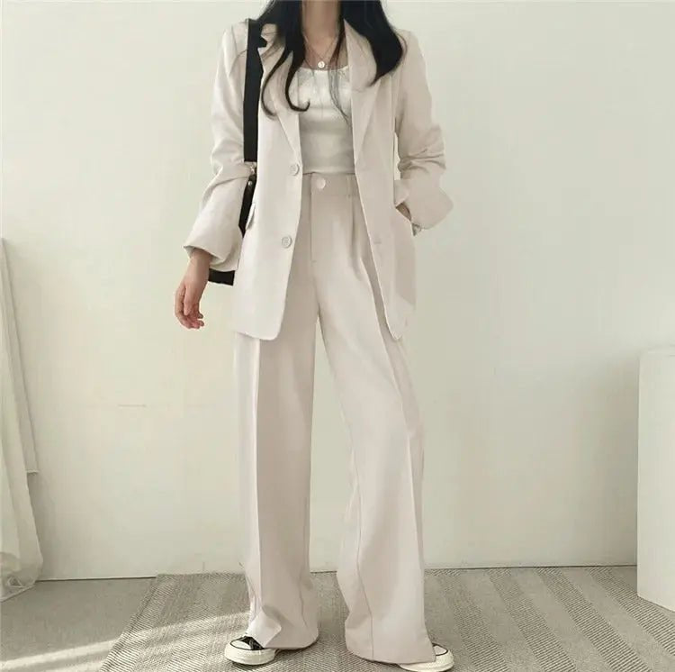 Tailored Blazer and High - Waisted Trouser Set - Sophisticated and Comfortable - Women's Outfit Set