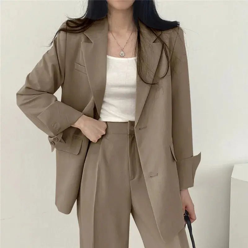 Tailored Blazer and High - Waisted Trouser Set - Sophisticated and Comfortable - Women's Outfit Set