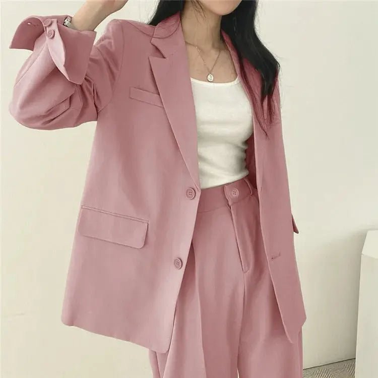 Tailored Blazer and High - Waisted Trouser Set - Sophisticated and Comfortable - Women's Outfit Set