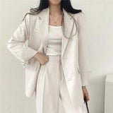 Tailored Blazer and High - Waisted Trouser Set - Sophisticated and Comfortable - Women's Outfit Set