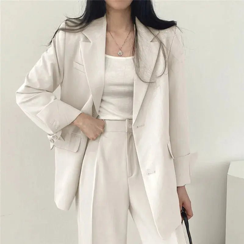 Tailored Blazer and High - Waisted Trouser Set - Sophisticated and Comfortable - Women's Outfit Set