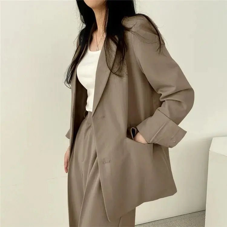 Tailored Blazer and High - Waisted Trouser Set - Sophisticated and Comfortable - Women's Outfit Set