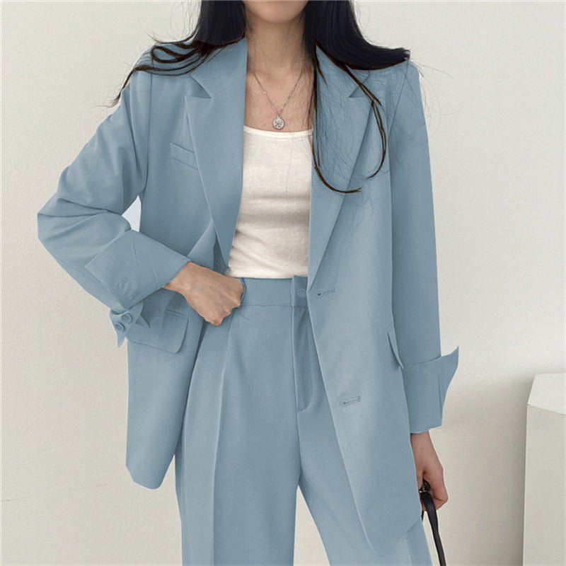 Tailored Blazer and High - Waisted Trouser Set - Sophisticated and Comfortable - Women's Outfit Set