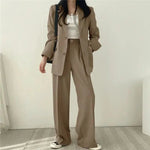 Tailored Blazer and High - Waisted Trouser Set - Sophisticated and Comfortable - Women's Outfit Set
