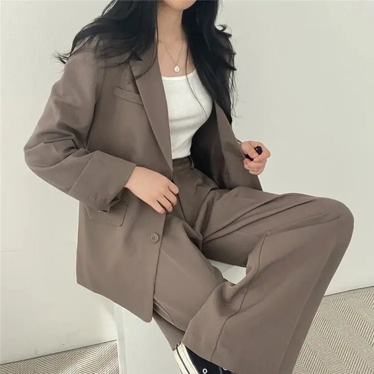 Tailored Blazer and High - Waisted Trouser Set - Sophisticated and Comfortable - Women's Outfit Set