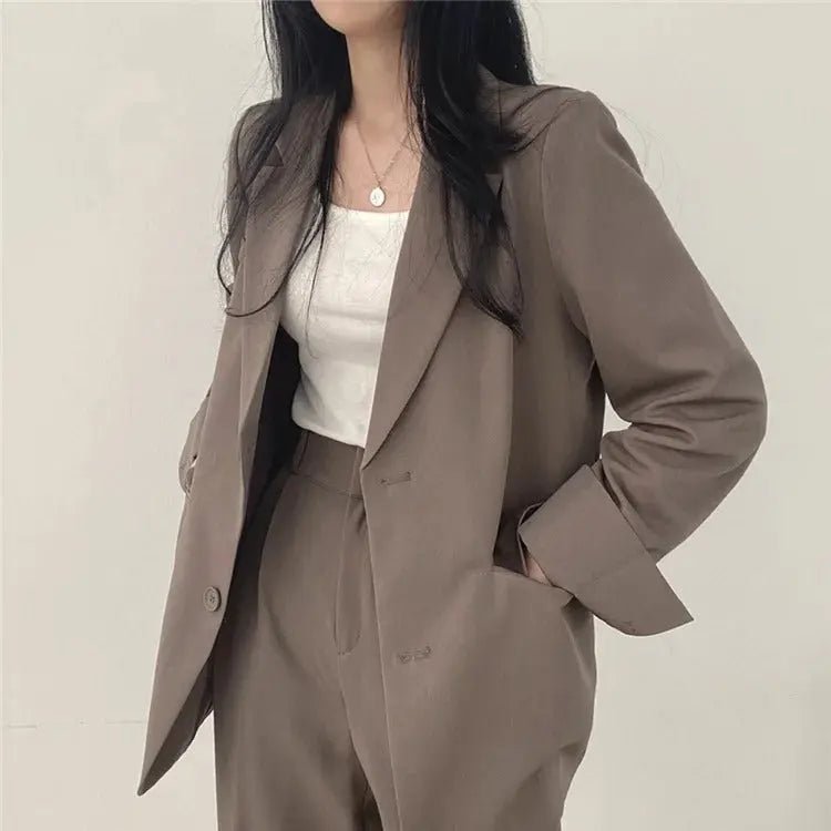 Tailored Blazer and High - Waisted Trouser Set - Sophisticated and Comfortable - Women's Outfit Set