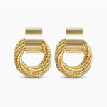 Textured Gold Loop Drop Earrings - Earrings
