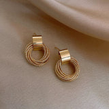 Textured Gold Loop Statement Earrings - Earrings