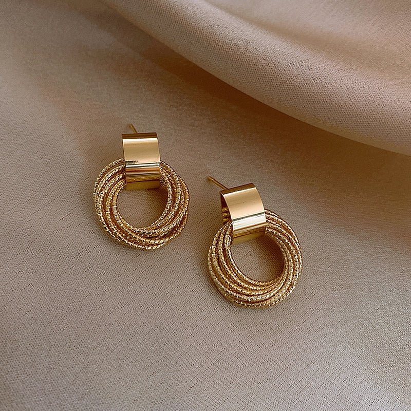 Textured Gold Loop Statement Earrings - Earrings