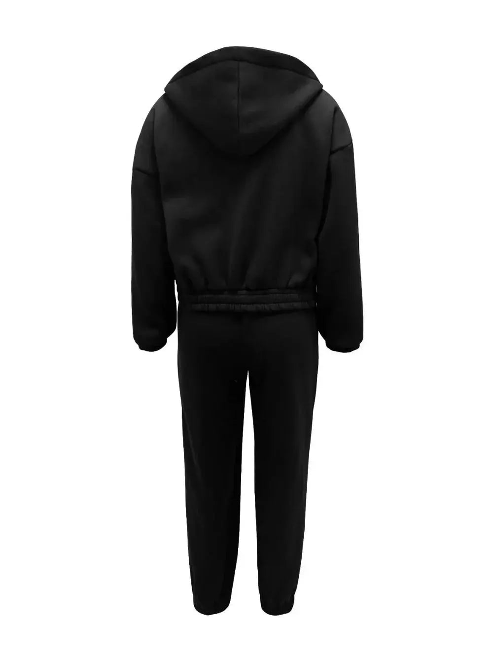 Three - Piece Cropped Zip - Up Hoodie, Bralette & Joggers Set - Casual Comfort - Women's Outfit Set