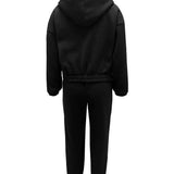 Three - Piece Cropped Zip - Up Hoodie, Bralette & Joggers Set - Casual Comfort - Women's Outfit Set