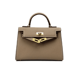 Timeless Structured Leather Bag with Elegant Handle - Women's Handbags