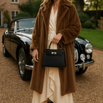 Timeless Structured Leather Bag with Elegant Handle - Women's Handbags