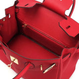 Timeless Structured Leather Satchel – Classic Elegance with Lock Detail - Women's Handbags