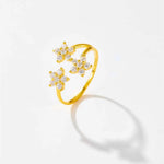 Triple Bloom Adjustable Zircon Ring - Ring
