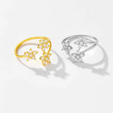 Triple Bloom Adjustable Zircon Ring - Ring