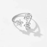 Triple Bloom Adjustable Zircon Ring - Ring
