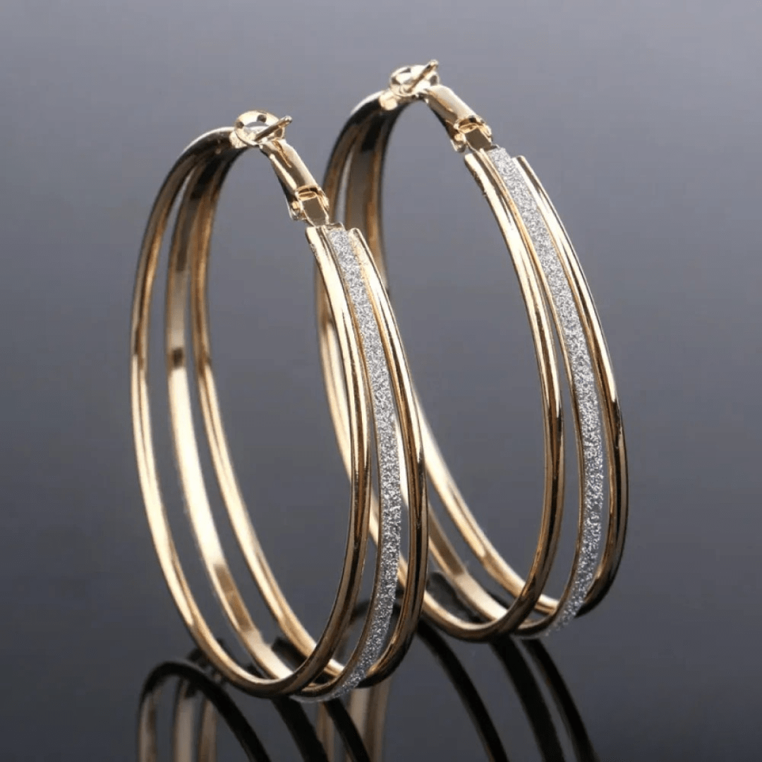 Two - Tone Layered Hoop Earrings in Gold and Silver Finish - Earrings