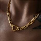 Vali Gold Heart Necklace - Choker Necklaces