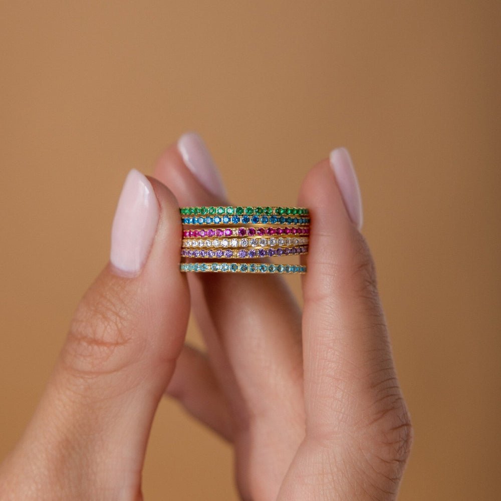 Vibrant Stacking Birthstone Eternity Ring - Rings